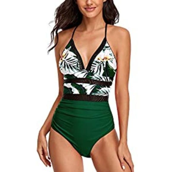 Womens Tummy Control One Piece Swimsuit Mesh - Picture 1 of 4